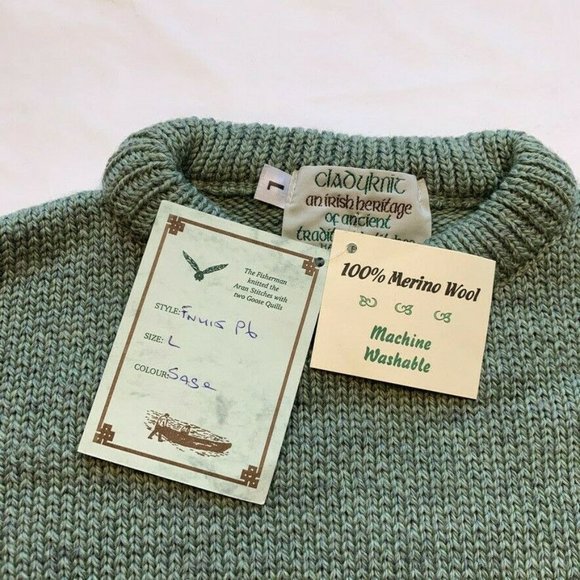 NWT Vintage Cladyknit Donegal Irish Sweater L Merino Wool Hand Finish Fisherman‎ - Picture 4 of 12